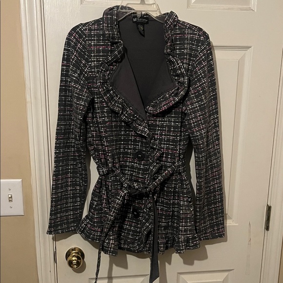 Self Esteem Jackets & Blazers - Self Esteem Black and Pink Plaid Blazer